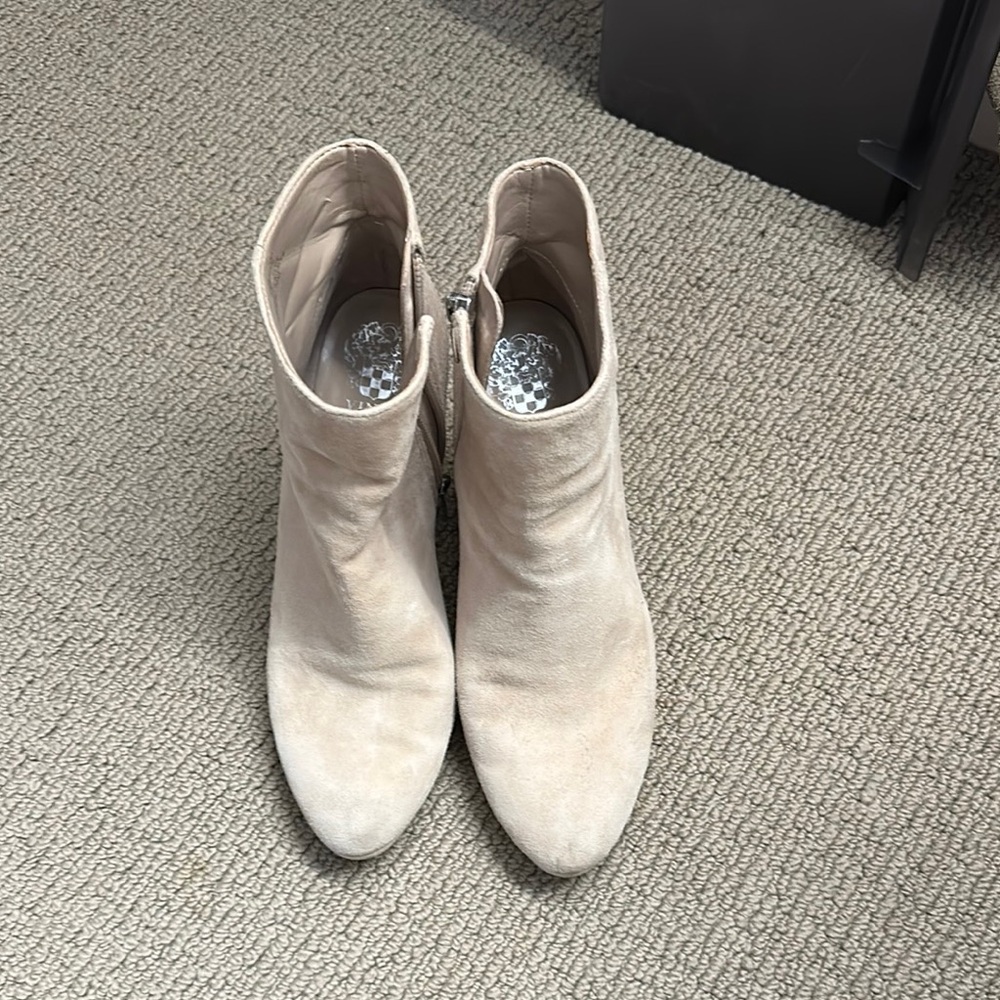 Vince Camuto Cream Suede Ankle Booties